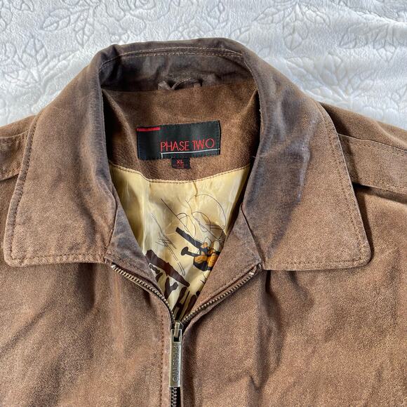 🔥VTG Phase Two Genuine Leather Bomber Aviator Pilot Jacket USA Map Lined Mens - Picture 9 of 16